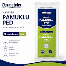 Dermateks Hidrofil Pamuklu Ped 12 24cm Steril Pansuman Pedi 30 Adet
