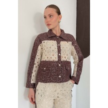 Verymoda Dantel Detatlı Kot Ceket F1758 Ham Kahve