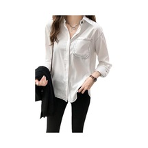 Sarı 2023 Moda Gevşek Tembel Gömlek Kadın Uzun Kollu Vintage Katı Altlık Trendi Sarı