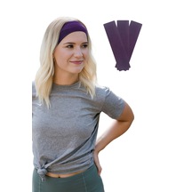 3lü Saç Bandı Pamuk Kadın Bandana Likra Spor Kafa Bandı Mor