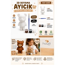Haydi Dekor 3d Boyama Ayıcık Hobi Seti Çocuklar Için Boyanabilir Ayı Figürü, Akrilik Boya Ve Fırça Içeren Eğitici Yaratıcı Aktivite Oyuncağı El Becerisi Geliştirici Kendin Boya Oyuncak Seti 1 Paket