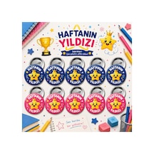 Haftanın Yıldızı 58 Mm İğneli Rozet 10 Adet - Öğrenci Başarı Ve Motivasyon Rozeti Çok Renkli