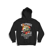 Yılan Baskılı Kapşonlu Sweatshirt Fame Stoned Gang Collection New Season Hoodie Siyah
