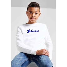 Tshirthane 34Istanbul Baskılı Unisex Çocuk Beyaz Sweatshirt Beyaz