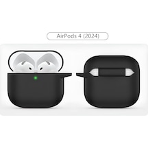 Airpods 4.nesil 2024 Darbelere Dayanıklı Parmak İzi Karşıtı Magsafe Şarj İle Uyumlu Silikon Kılıf Siyah, Airpods 4.nesil 2024 Silikon