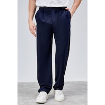 HLT Jeans Erkek Lacivert Çift Pileli Rahat Kesim Beli Lastikli Bol Paça Baggy Pantolon Albert-1989 Lacivert HLT Jeans Erkek Lacivert Çift Pileli Rahat Kesim Beli Lastikli Bol Paça Baggy Pantolon Albert-1989 Lacivert