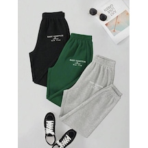 Jogger Takım 3 Lü Kombin Siyah-yeşil -gri East Hampton Baskılı gri
