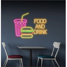 Twins Led Food And Drink Yazılı Ve Şekilli Neon Tabela Amber Model:model:27853366 Amber