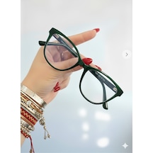 Pina Mavi Işık Korumalı Gözlük Cateye Kedi Çekik Model Optik Uyumlu Camları Değiştirilebilir Yeşil