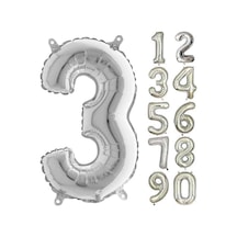 3 Yaş Rakam Folyo Balon Gümüş Silver 100 CM Doğum Günü. Yaşgünü.