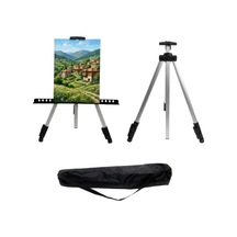 Temel Katlanabilir Alüminyum Tripod Şövale - Ayarlanabilir, Ultra Hafif, Taşıma Çantalı, Gümüş