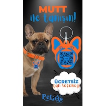 Petjoo 10.Mutt Mavi-Turuncu Qr'lı Köpek Künyesi