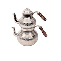 Dmt Gaziantep Bakırdan Çaydanlık İşlemeli Toplam Boy :26 Cm En:alt 16 Cm Üst 12 Cm Çap İşlemeli Kulp