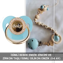 Sahi Aksesuar İsimli Bebek Emzik Zinciri ve İsimli Bebek Silikon Emzik BEZYI272 Mavi