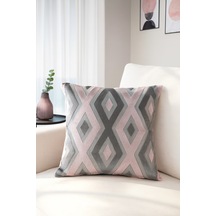 Kadife Kırlent Kılıfı Pembe Gri V1 40x40 Pembe - Gri