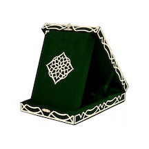 Kadife Kutulu Kur'an-ı Kerim Orta Boy, Pleksili Desen, Yeşil