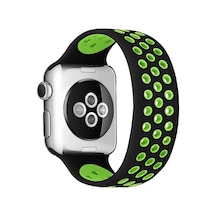 Watch 38mm Ayarlı Delikli Silikon Kordon - Siyah-yeşil Bz8683140512071