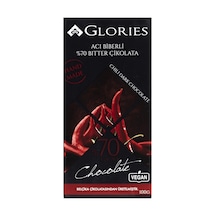 Glorıes Tablet Çikolata 100g Biber Kakao %70 Bitter Vegan Belçika Çikolatası 2'li Ekonomik Pake Tarı