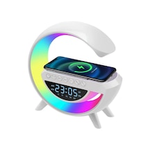 Mey İthalat Çok Fonksiyonlu Kablosuz Şarjlı Saat Hoparlör Rgb Işık Ve Alarm Özellikli