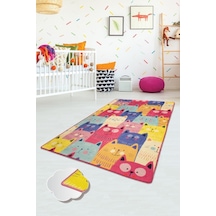 Cats Renkli Djt 80X150 Cm Çocuk Ve Bebek Halıları,Yıkanabilir