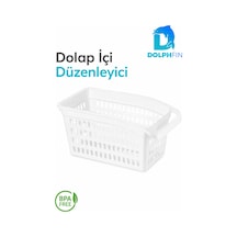 Dolap İçi Düzenleyici Sepet 33x17x15 Cm Saplı Çok Amaçlı Mutfak Banyo Organizeri Beyaz