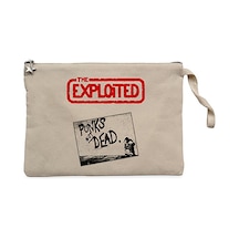 The Exploited Punks Not Dead Krem Clutch Cüzdan / El Çantası Krem