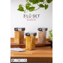 Nandy Home Kilit Kapaklı Dikdörtgen Clear Saklama Kabı Seti 3'lü - 1200 ML Beyaz