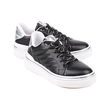 Stato Nova Kapitoneli Gümüş Detaylı Beyaz Kadın Sneaker Siyah