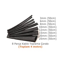 8 Çeşit Kablo Toplama Çorap seti (Toplam = 4 Mt)