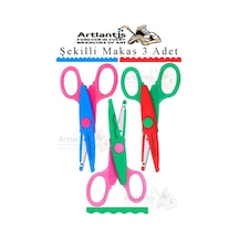 Şekilli Makas Metal Plastik Kaplamalı 3 Lü 1 Paket Desenli Tırtıklı Şekilli Kesen Makas Seti Güvenli Çocuk Okul Öncesi