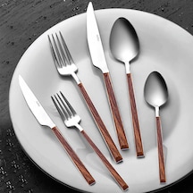 Nehir Bambu Ahşap Görünümlü 36 Parça Çatal Kaşık Bıçak Takımı Ahşap