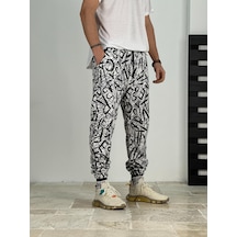 Cocopelli Erkek Beyaz-siyah Renkli Grafiti Jogger Coc2383 Siyah