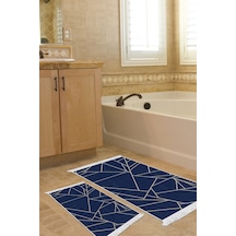 Eko Trend Djt 2 Li Yıkanabilir Kaymaz Taban Banyo Paspas Klozet Takımı 717 Modern Lacivert 60 X 100 - 50 X 60