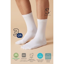 Socketta 3'lü Beyaz Erkek Business Pamuk Dikişsiz Takviyeli İnce Yazlık Soket Çorap - Premium Beyaz