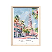 Charleston Usa Ahşap Çerçeveli Dekoratif Duvar Tablosu Ahşap 01