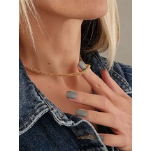 Eva Takı Store Zırh Örgü Zincir Model Çelik Zincir Dokuma Altın Kaplama İnce El Yapımı Kolye Gold