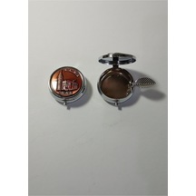 Mini Taşınabilir Cep Küllüğü Bakır Rengi - Çanta Küllüğü 5cm - İstanbul Galata Desenli Kapaklı Metal Mini Kül Tabağı