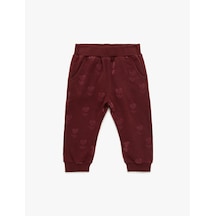 Koton Kalp Baskılı Beli Lastikli Cepli Pamuklu Eşofman Altı Bordo Desenli 6wmg40061ak Bordo Desenli