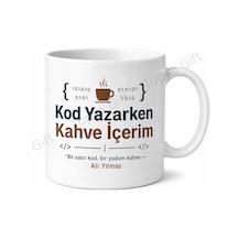 Kod Yazarken Kahve İçerim Yazılı Baskılı Kupa Bardak Yazılımcı Hediye Beyaz / Çok Renkli