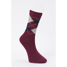 AC&Co / Altınyıldız Classics Erkek Bordo-lacivert Desenli Soket Çorap Bordo - Lacivert