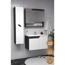 Teta Home Napoli 80 Cm Mdf Banyo Dolabı Seti + Boy Dolabı Antrasit-beyaz Antrasit - Beyaz