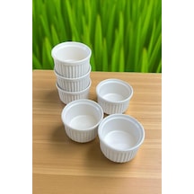6 Lı Sufle Kabı, Porselen Sufle Kabı 9cm Krem Beyaz