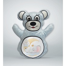 Bk Gift Sevimli Fil ve Tavşan Tasarımlı Mavi Ayıcık Yastık-1
