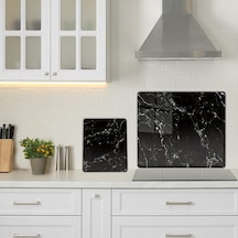 Decorita 2'Li Set Siyah Mermer Cam Ocak Arkası + Cam Kesme Tablası ı