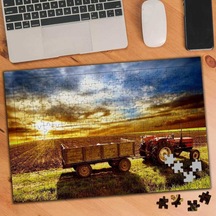 Gün Batımı Tarlada Traktör 240 Parça Puzzle Yapboz-ks699263