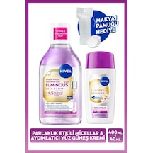 Spf50 Güneş Koruyucu Luminous630 Skin Glow Yüz Kremi Ve Micellar Makyaj Temizleme Suyu,pamuk Hediye