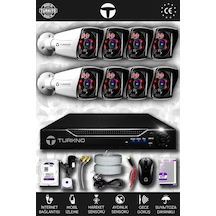 Turkno 8 Kameralı Karia 8 Dış Kamera Set 500 GB HDD Full HD Gece Görüşlü Güvenlik Kamerası Sistemi