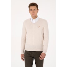 U.S. Polo Assn. Erkek Krem Melanj Basic Kazak 50307778-VR159