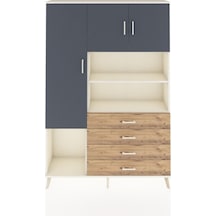 Arges Dolap 7 Raflı 4 Çekmeceli 3 Kapaklı 132x30x195 Aytaşı-antrasit/çam Antrasıt/atlas Çam