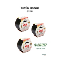 Vege - 3 Adet Siyah - Tamir Yalıtım Bantı , Duct Tape Tamir, Hobi, Ağır Ambalaj - 5cm X 10mt - 683188600